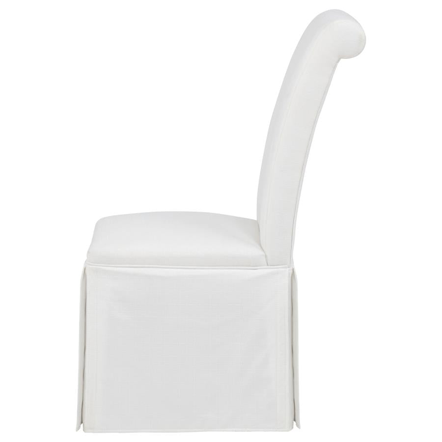 Shawna Upholstered Skirted Side Chair White (Set of 2) - 193912WHT