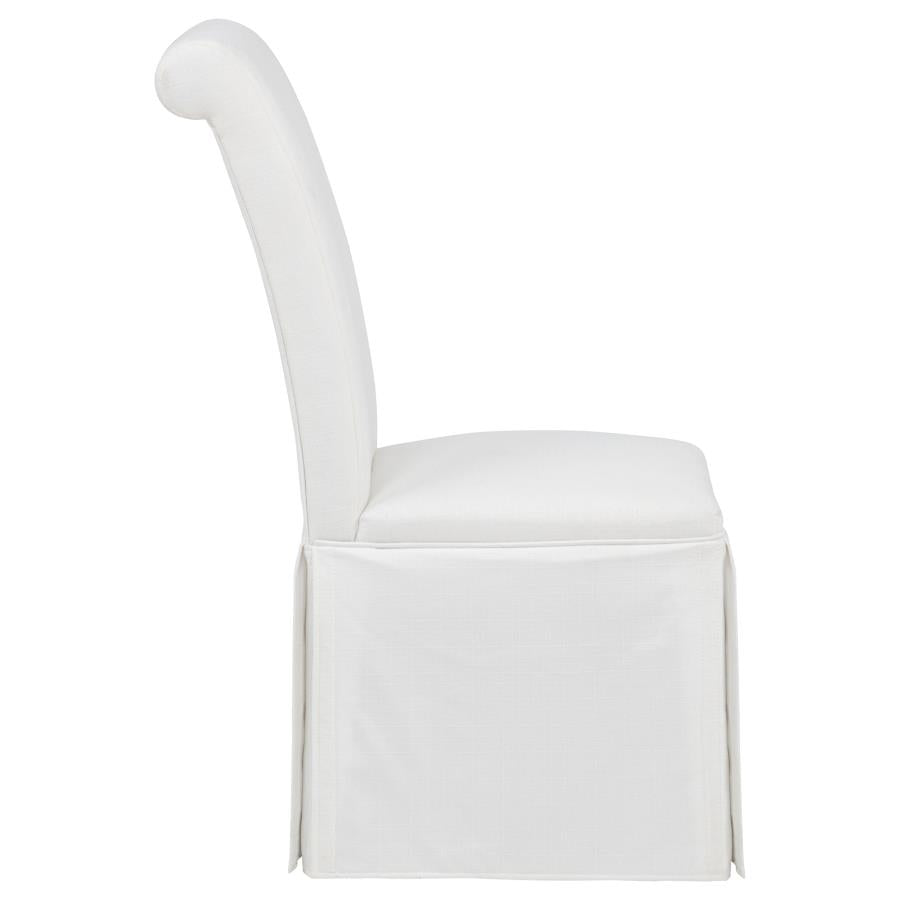 Shawna Upholstered Skirted Side Chair White (Set of 2) - 193912WHT