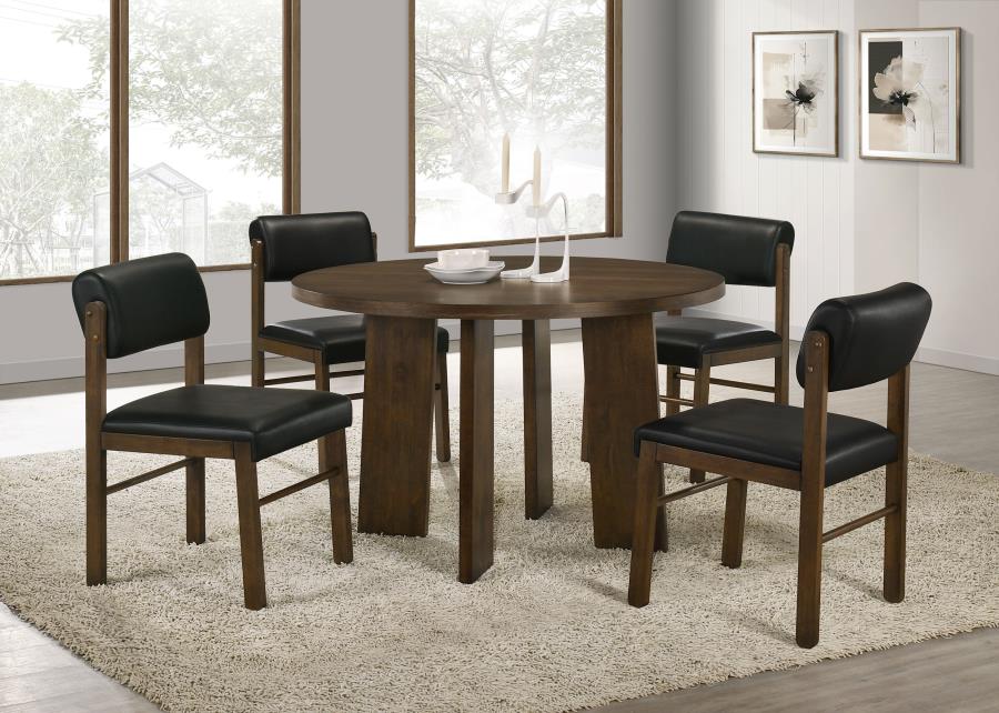 Strouse 5-piece Dining Set Black and Walnut - 193940WAL-S5C