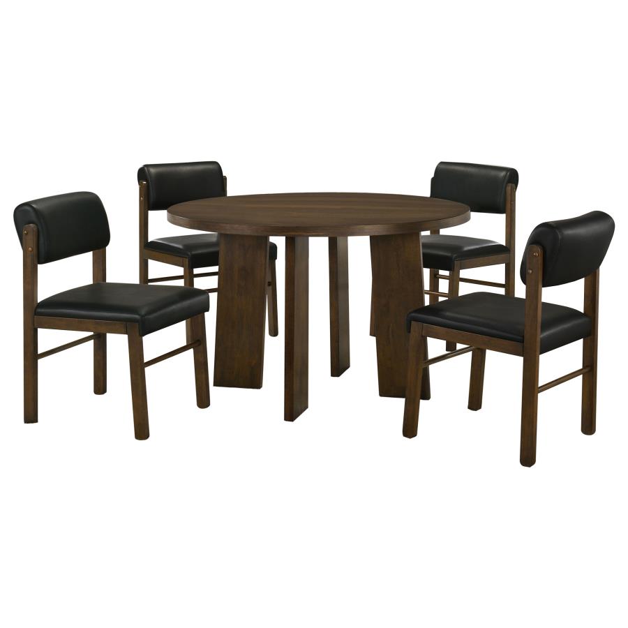 Strouse 5-piece Dining Set Black and Walnut - 193940WAL-S5C
