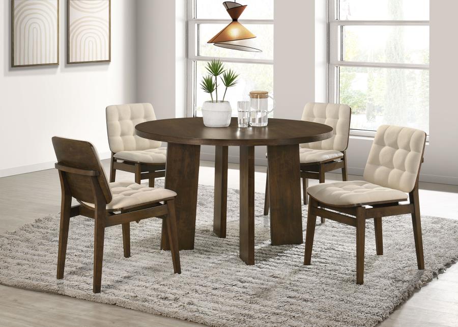 Strouse 5-piece Dining Set Cream and Walnut - 193940WAL-S5D