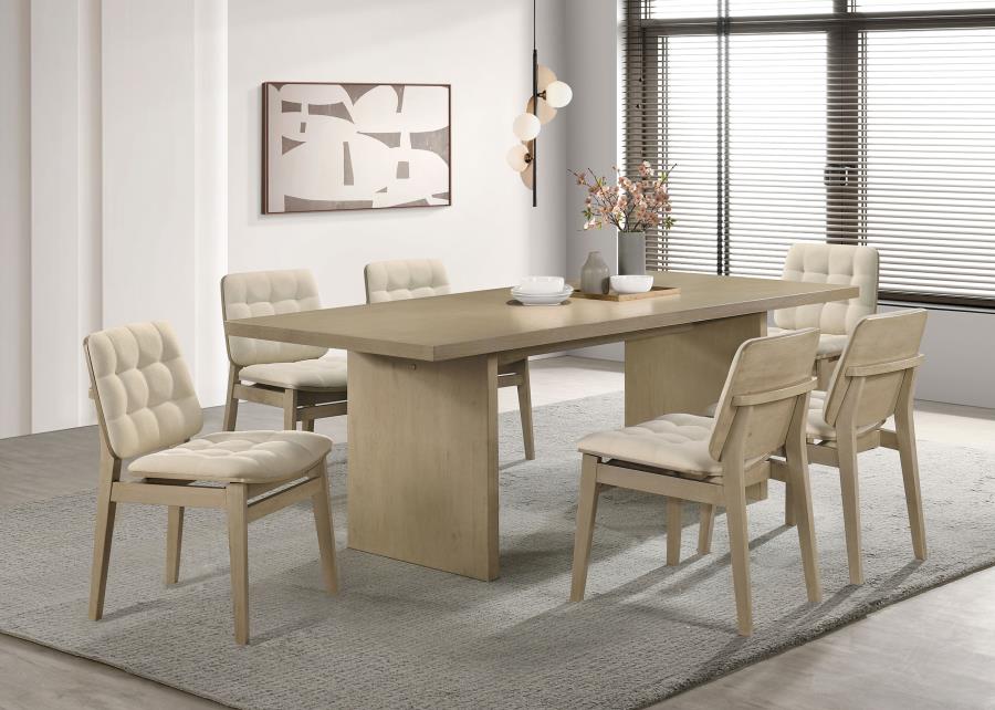 Decker 7-piece 82-inch Rectangular Dining Set Cream and Natural Oak - 193951NAT-S7D