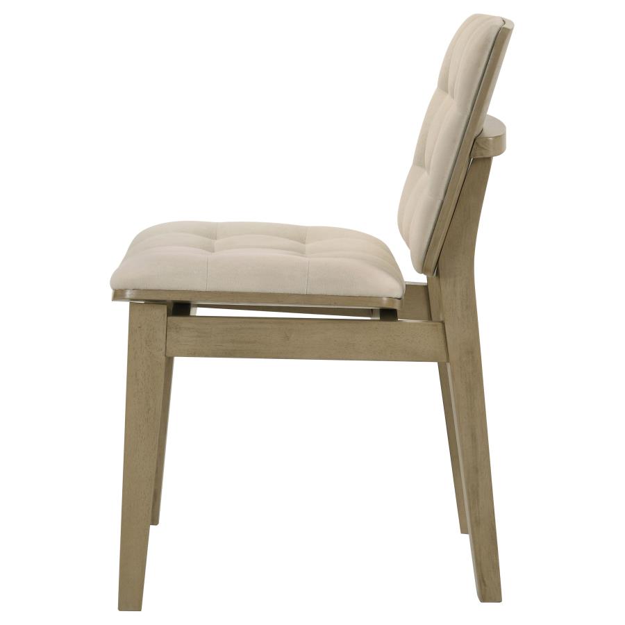 Redbridge Velvet Upholstered Side Chair Cream and Natural Oak (Set of 2) - 193952NAT