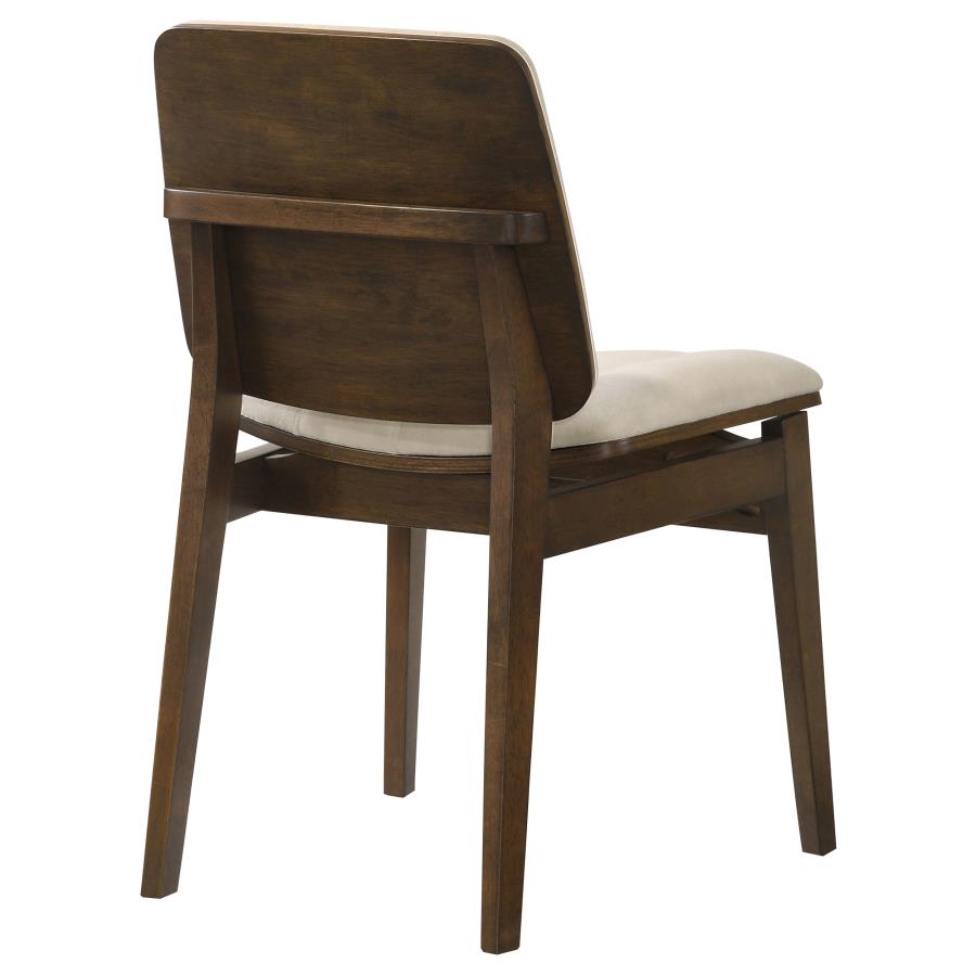 Redbridge Velvet Upholstered Side Chair Cream and Walnut (Set of 2) - 193952WAL