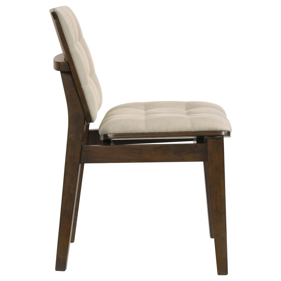 Redbridge Velvet Upholstered Side Chair Cream and Walnut (Set of 2) - 193952WAL