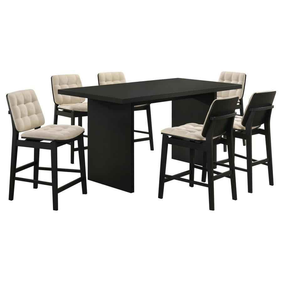 Decker 7-piece 70-inch Rectangular Counter Height Dining Set Cream and Black - 193958BLK-S7D