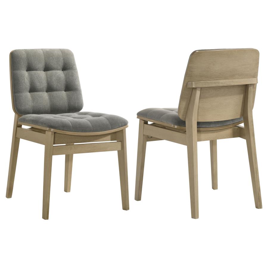 Redbridge Velvet Upholstered Side Chair Grey and Natural Oak (Set of 2) - 193962NAT