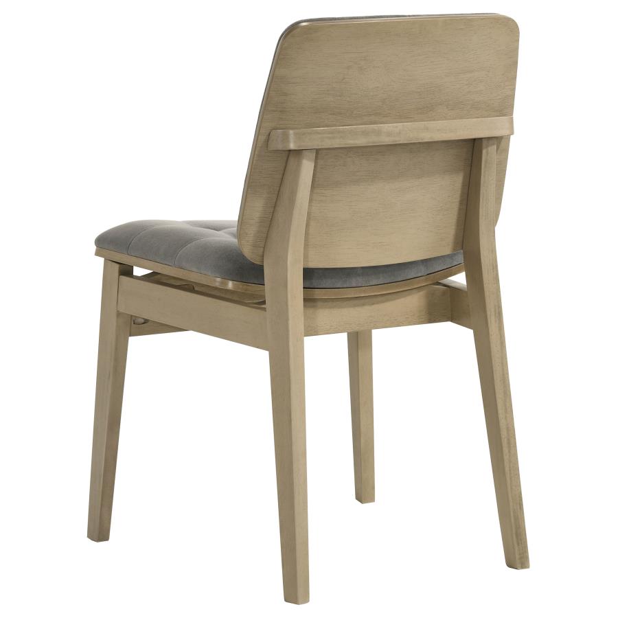 Redbridge Velvet Upholstered Side Chair Grey and Natural Oak (Set of 2) - 193962NAT