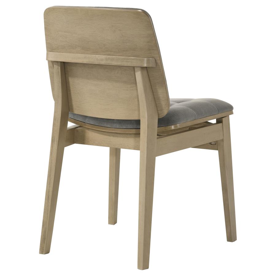Redbridge Velvet Upholstered Side Chair Grey and Natural Oak (Set of 2) - 193962NAT