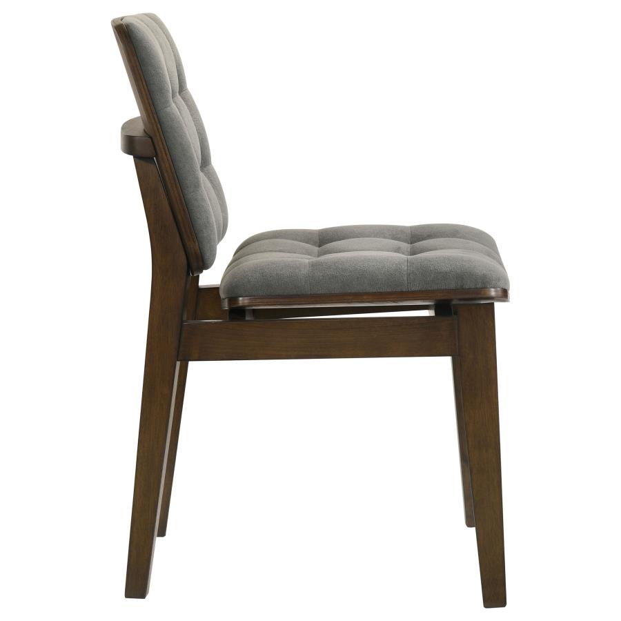 Redbridge Velvet Upholstered Side Chair Grey and Walnut (Set of 2) - 193962WAL