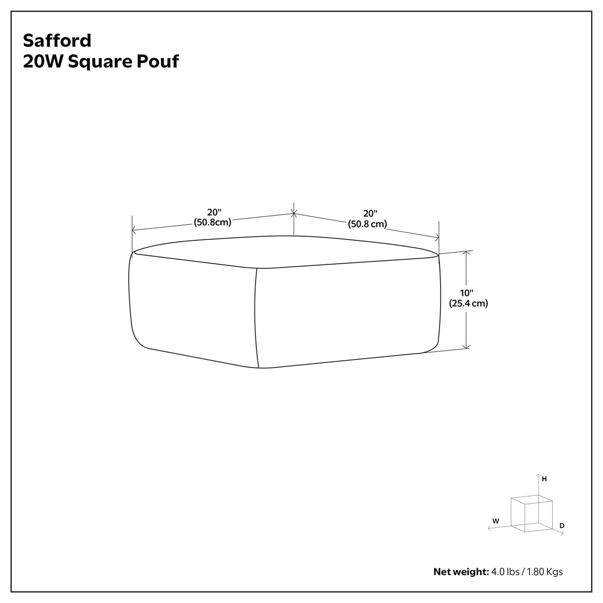 Safford - Square Woven Outdoor / Indoor Pouf - Black / White
