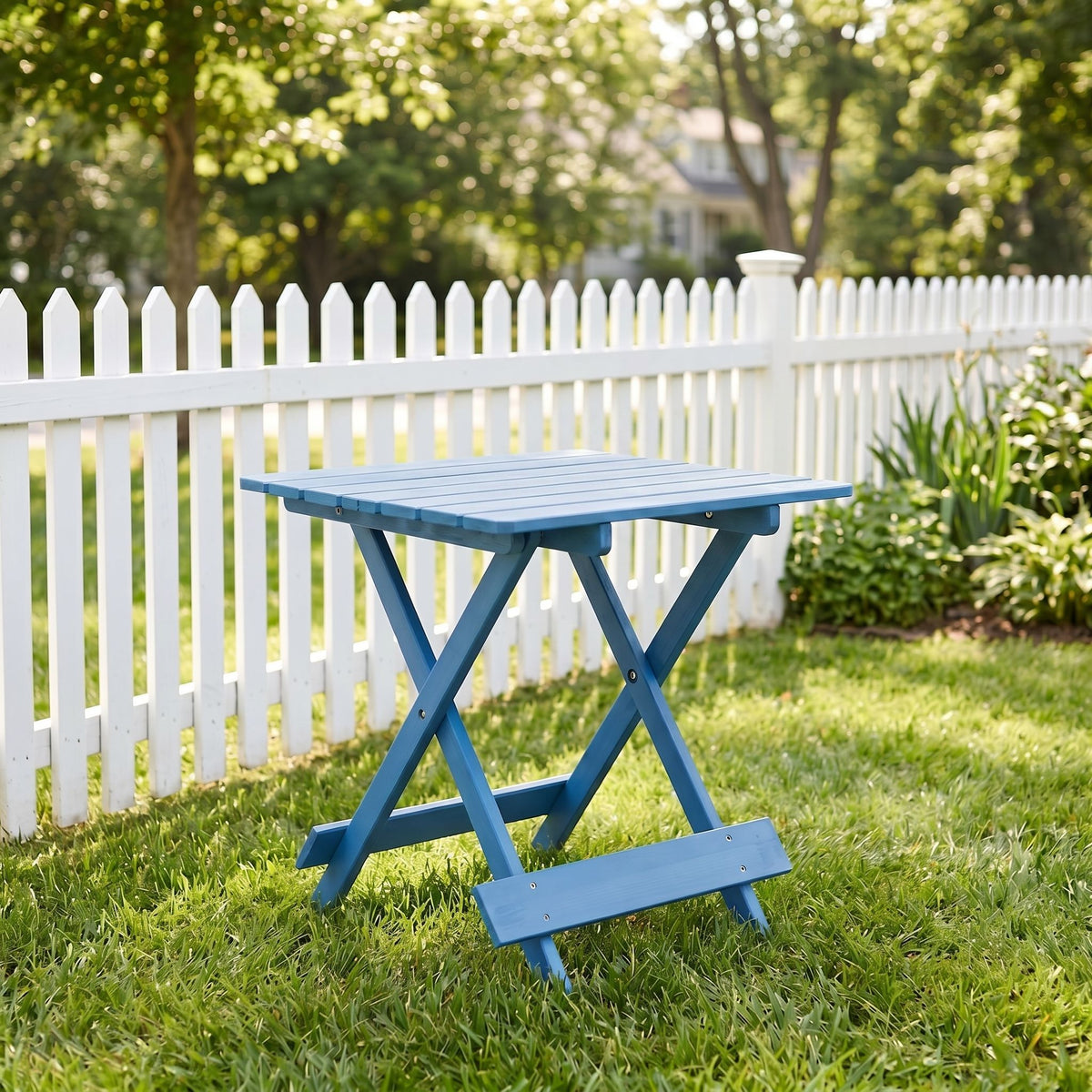Folding Square Table For Backyard - Blue