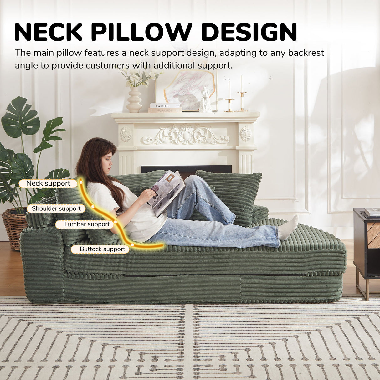 Semi Circular 2 In 1 Sofa Bed With Neck Pillow
