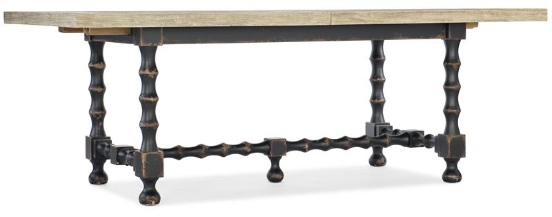Ciao Bella 84in Trestle Table with 2-18in Leaves-Flaky White/Black - 5805-75200-80