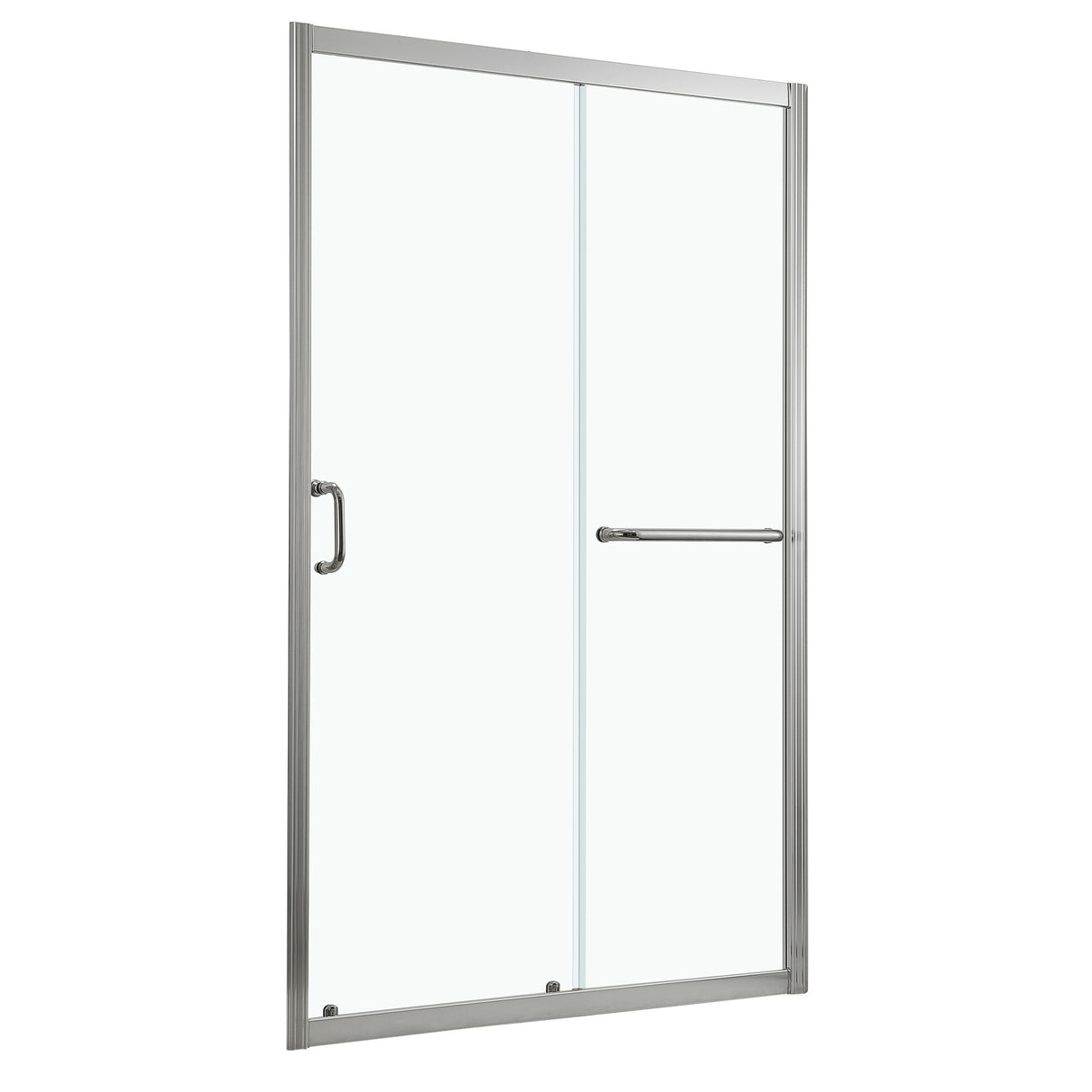 Elegant Single Sliding Bypass Shower Enclosure, Tempered Glass - Brushed Silver