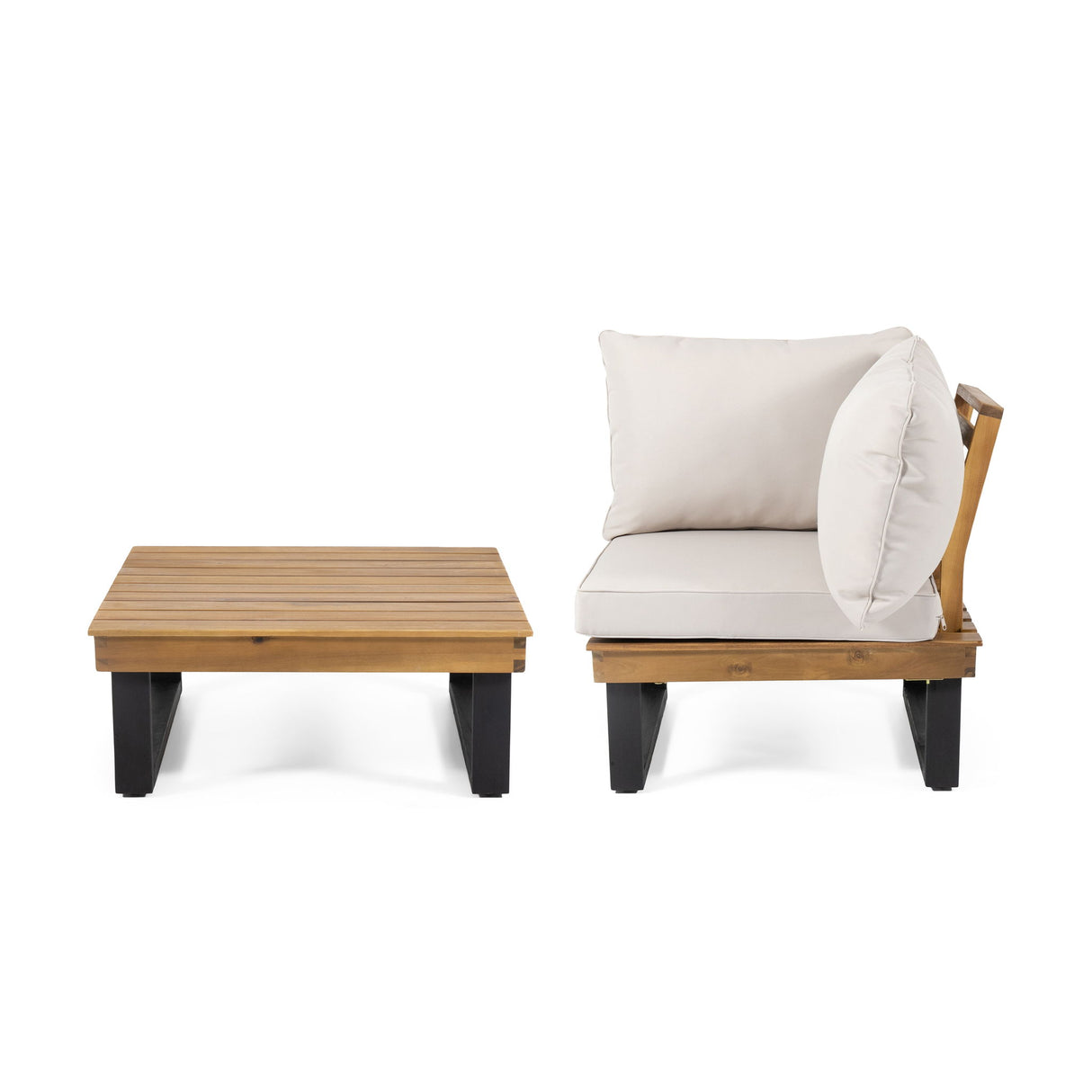 Sebastian - Corner Chair, Coffee Table - Beige