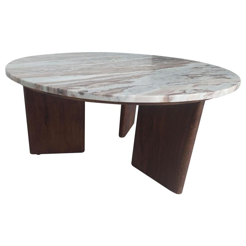 Jenna 35-inch Round Marble Top Cocktail Coffee Table Brown - 706168
