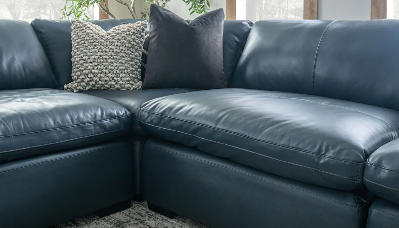 City Limits II 5-Piece Navy Leather Sectional - RACDSCLS+WEDSCLS+ARCDSCLSx2+LACDSCLS