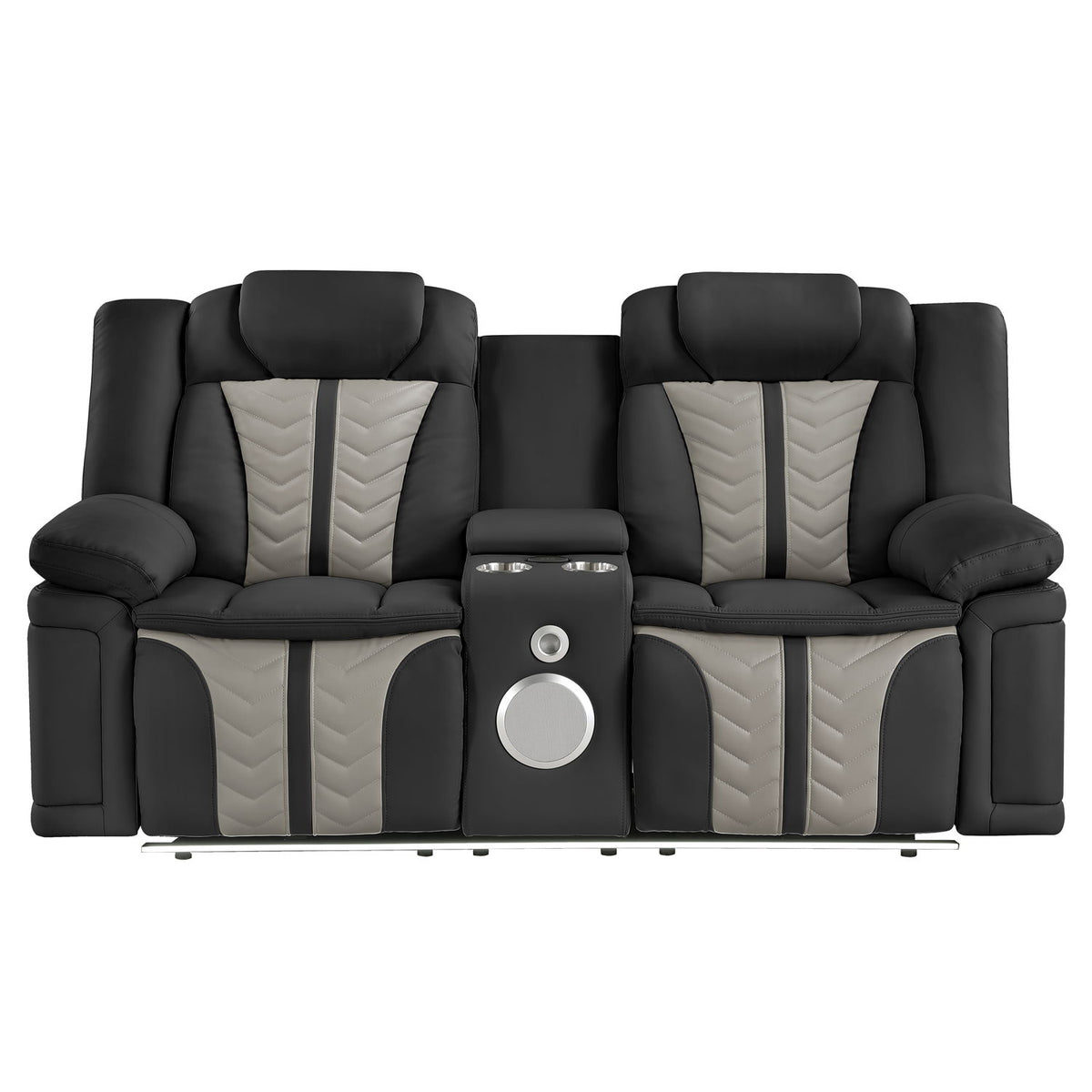 Cruiser - Power Reclining Loveseat With Console, Power Headrests, LED Lighting, Speaker & Massage - Black / Beige