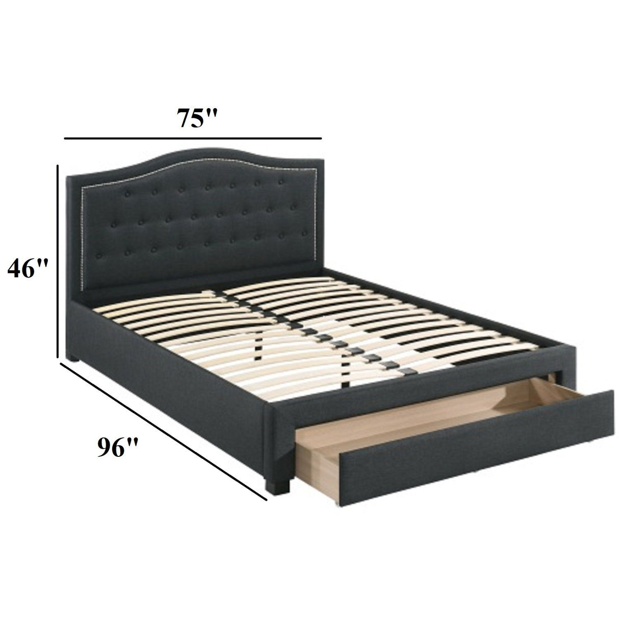 Modern Button Tufted Arch Headboard Bed With Storage Footboard
