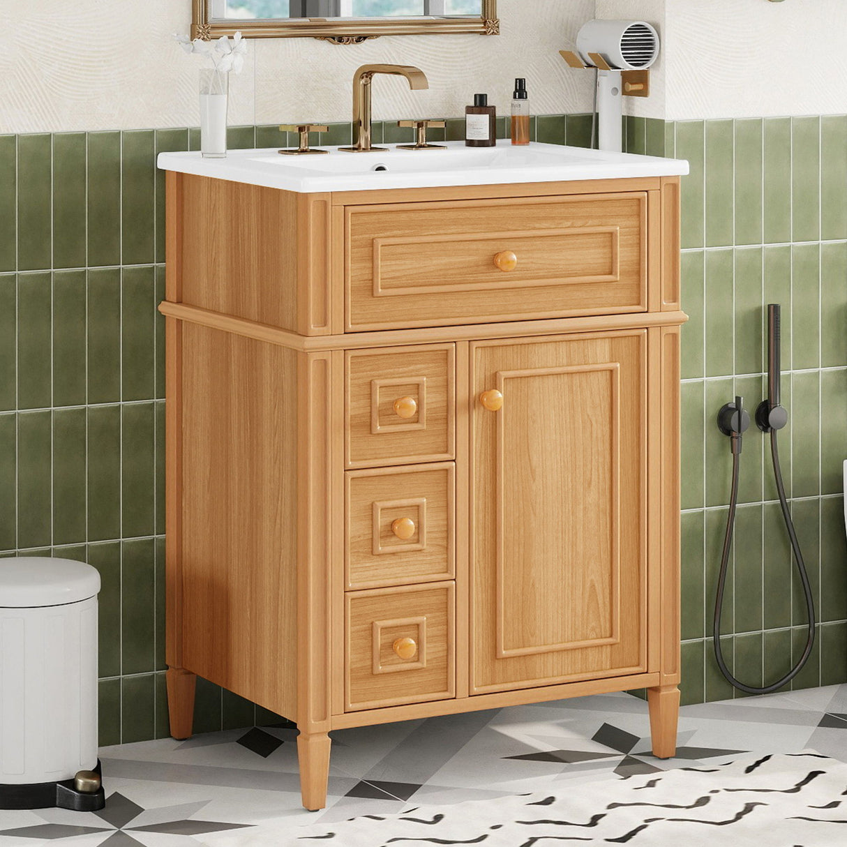 Bathroom Vanity With Flip Out Drawer, 2 Soft-Close Drawers