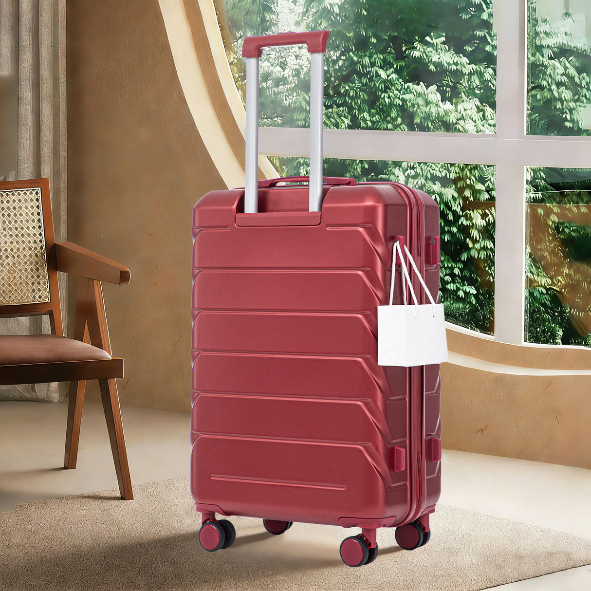 Hard Shell Luggage With Scratch Resistant Surface, 4 Wheels, Combination Lock & Side Hooks