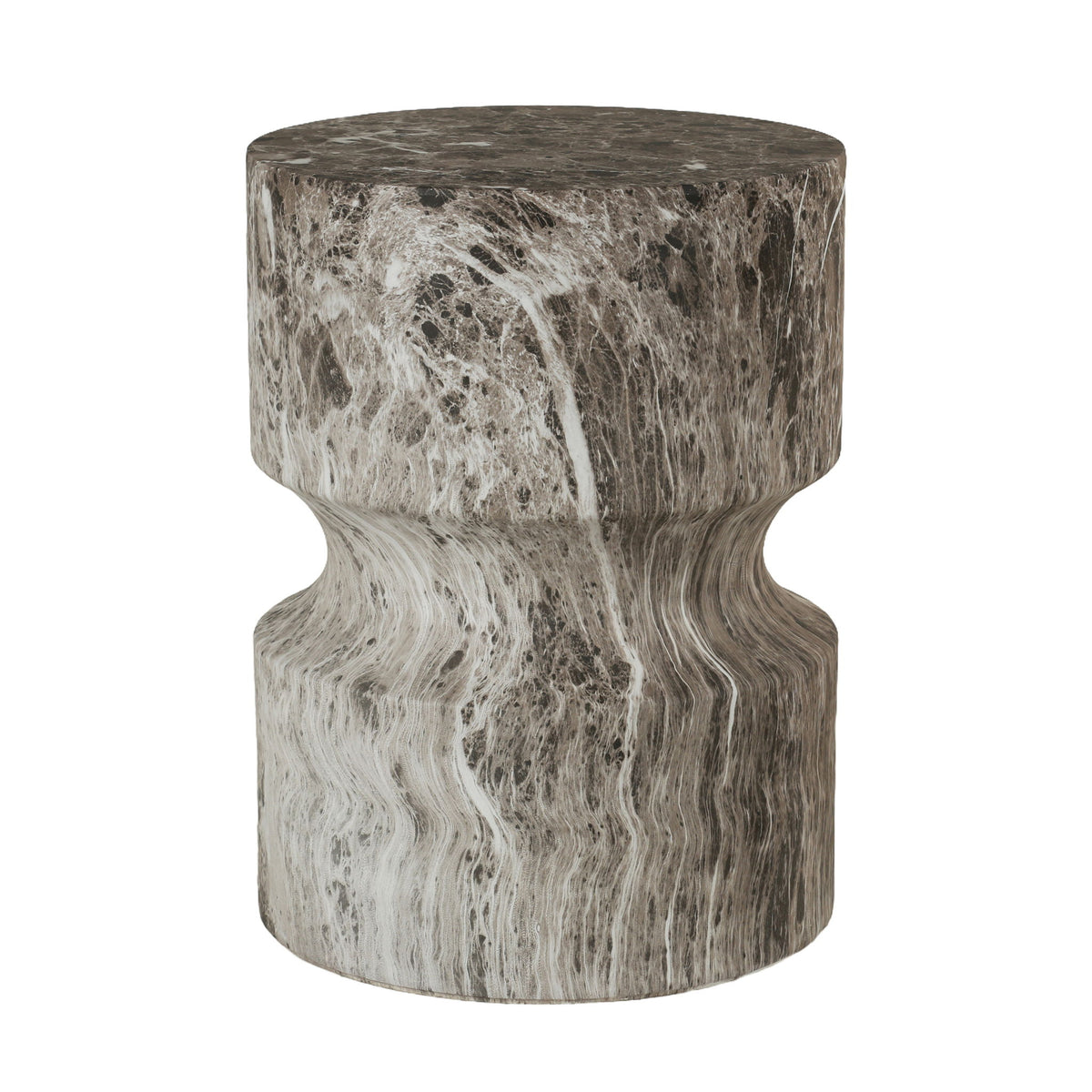 Outdoor Geometric Round End Table - Marble