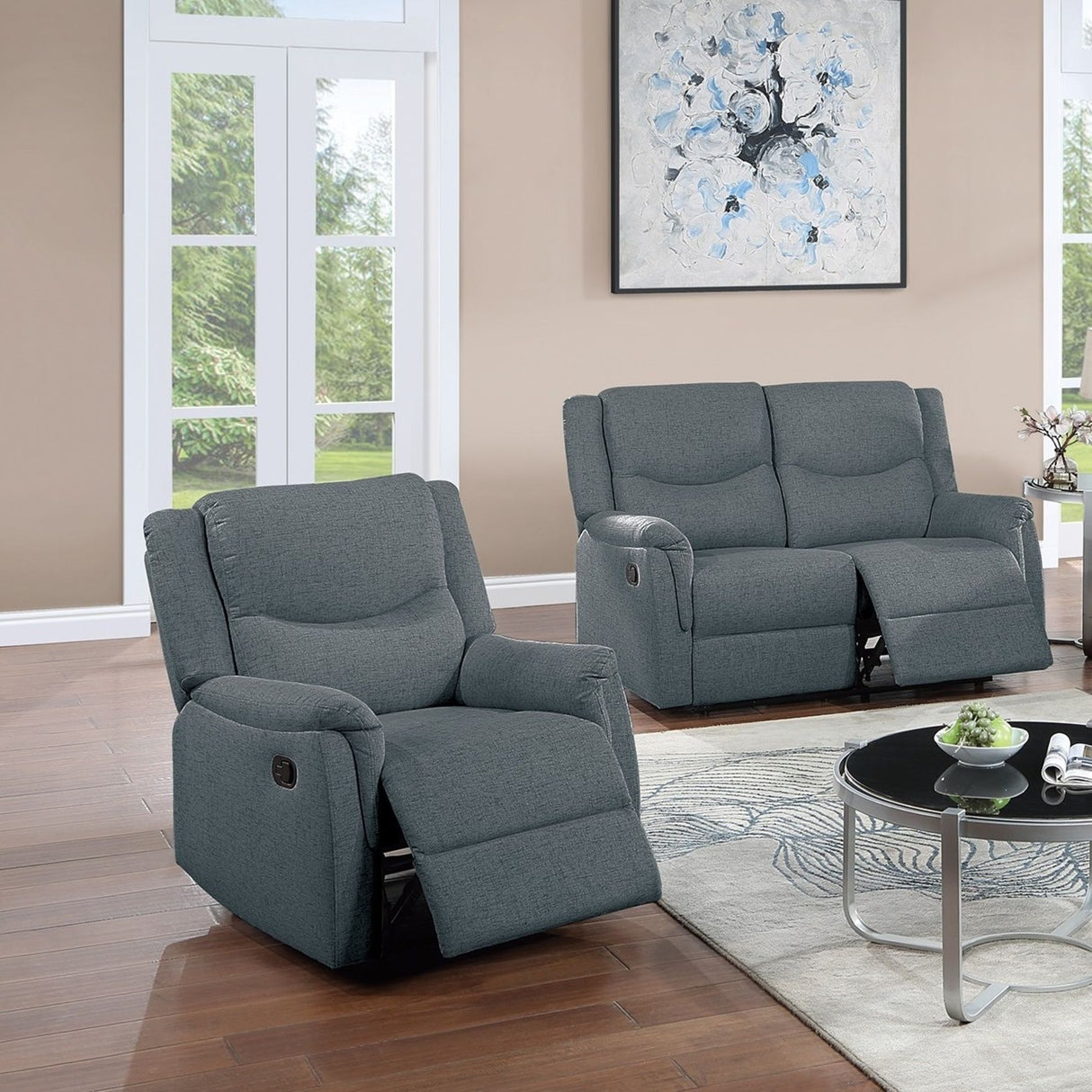 2 Piece Living Room Set With Loveseat And Recliner