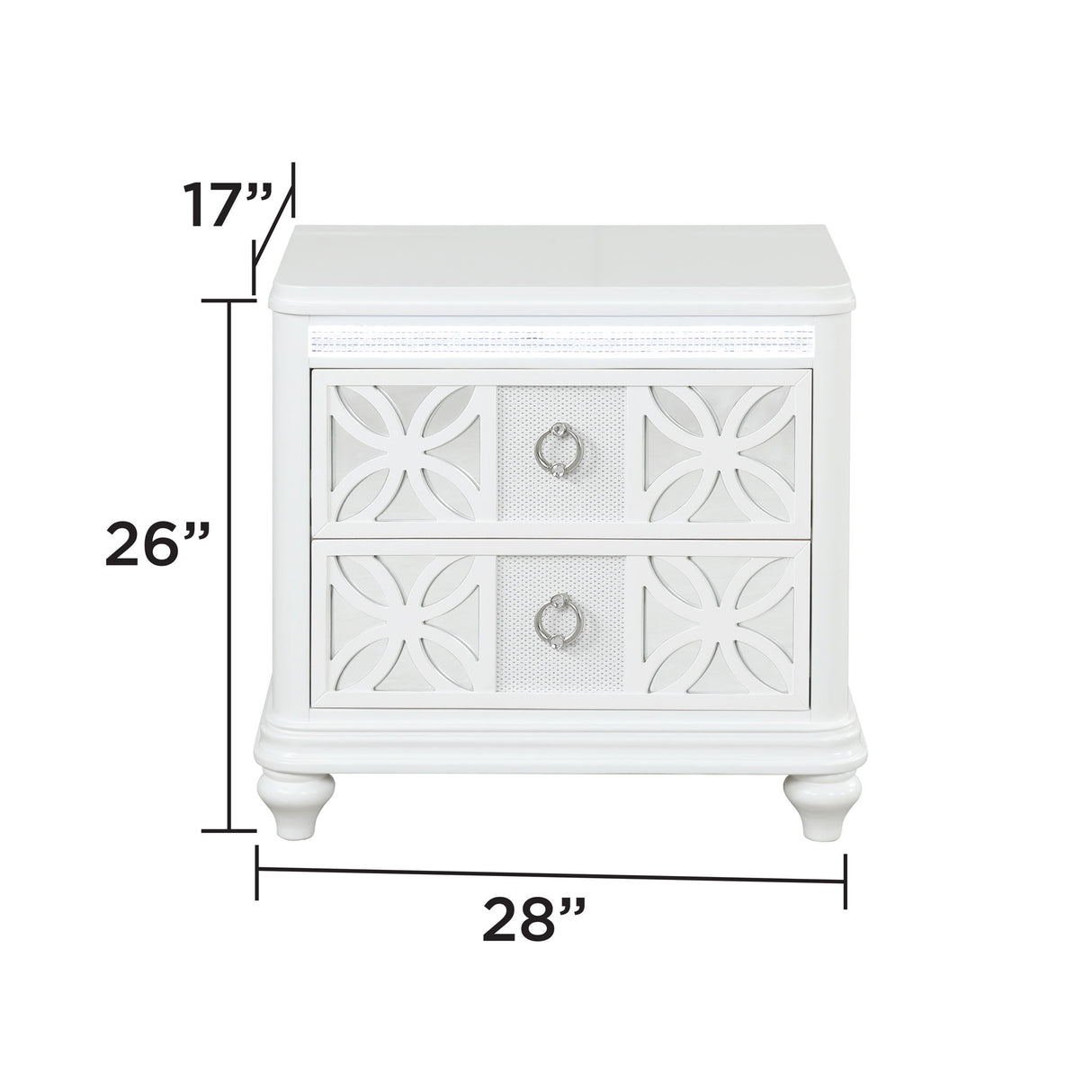 Abigale - 2 Drawer Nightstand With LED - White
