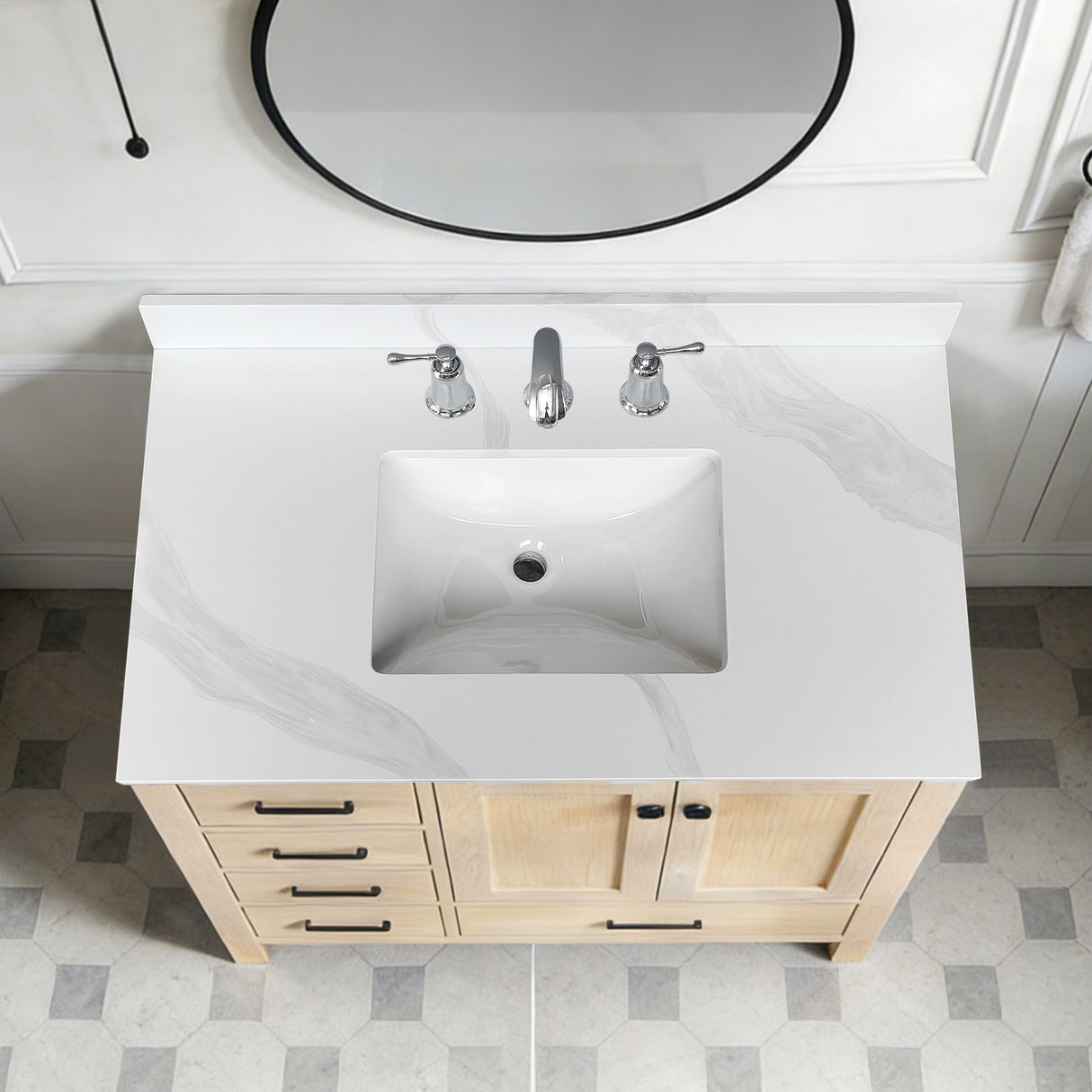 Bathroom Vanity Top With Undermount Sink, 3 Pre Drilled Holes