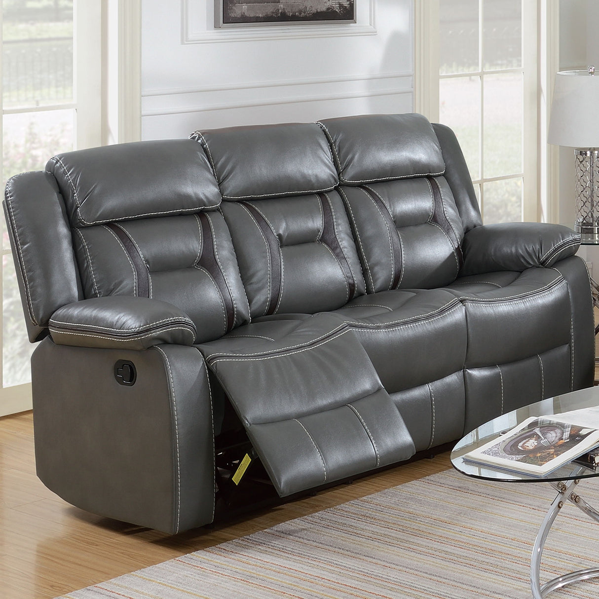 Modern Reclining Sofa With Pillow Arms And Headrest