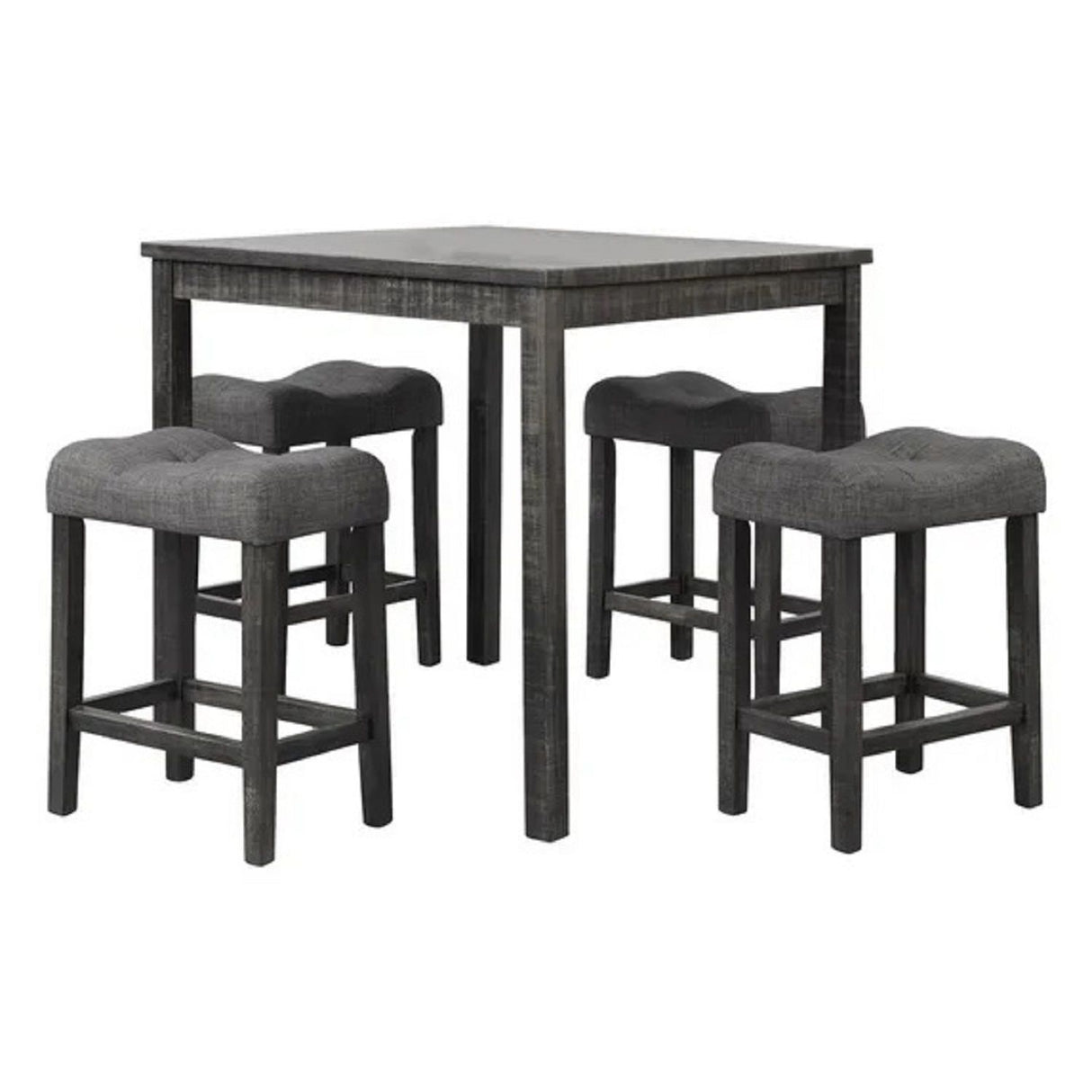 Transitional Counter Dining Set With 4 Tufted Stools