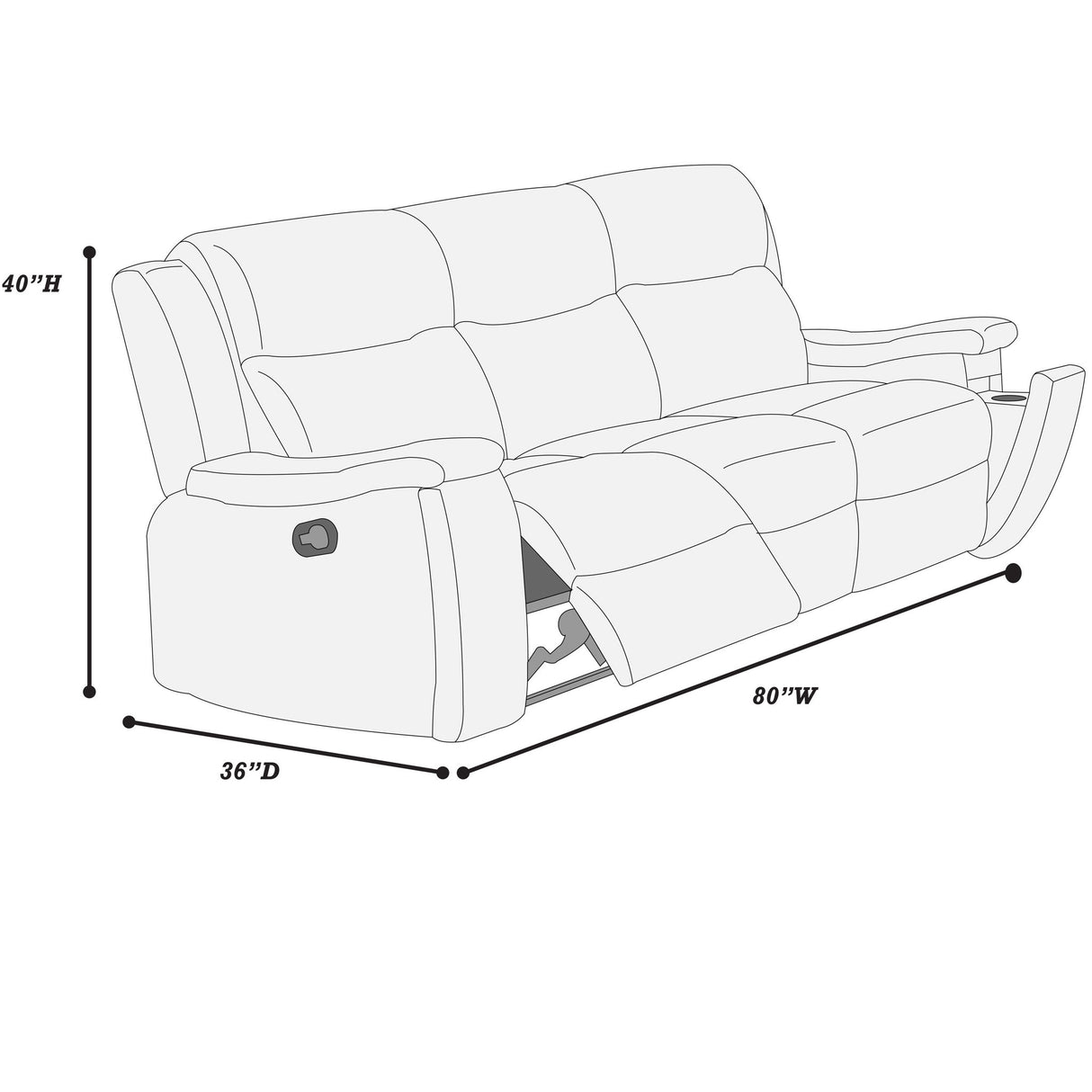 Modern Manual Motion Living Room Set & Hidden Cup Holders
