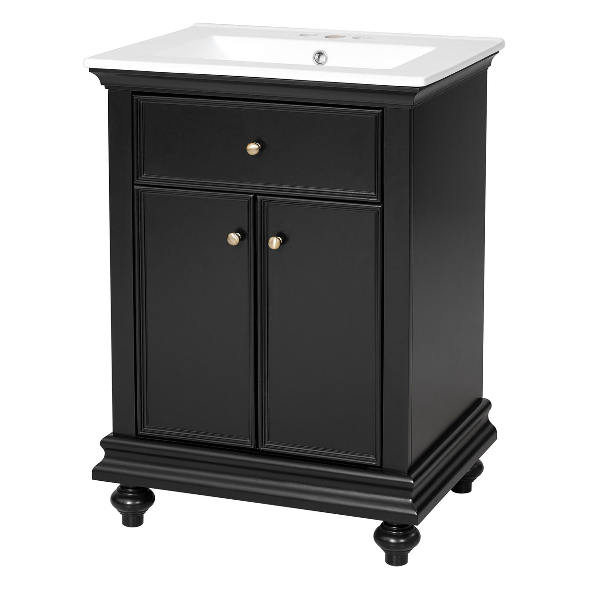 Modern Bathroom Vanity With Tip-Out Drawer And Soft-Close Hinges
