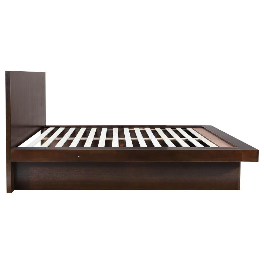 Jessica Wood Eastern King LED Panel Bed Cappuccino - 200711KE