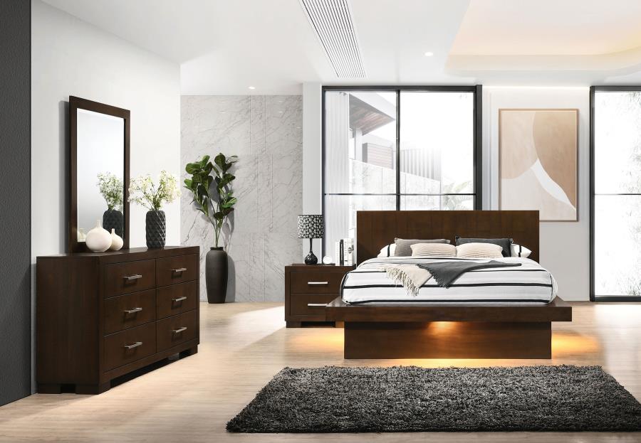 Jessica 4-piece Queen LED Bedroom Set Cappuccino - 200711Q-S4