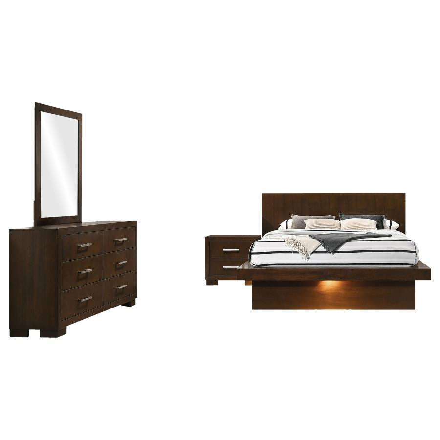 Jessica 4-piece Queen LED Bedroom Set Cappuccino - 200711Q-S4