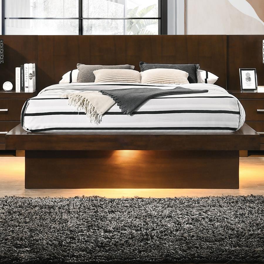 Jessica Wood Queen LED Panel Bed Cappuccino - 200711Q