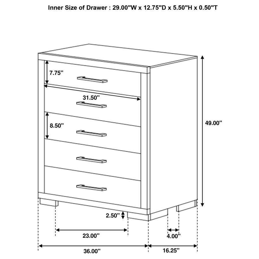 Jessica 5-drawer Bedroom Chest Cappuccino - 200715