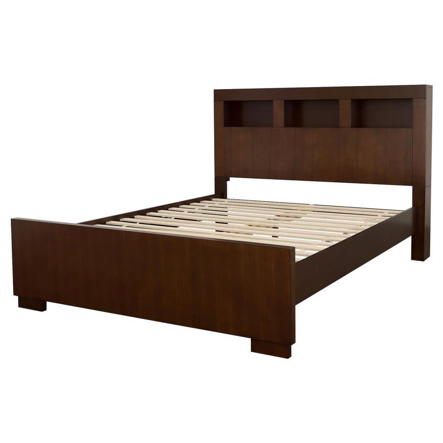 Jessica California King LED Storage Bookcase Bed Cappuccino - 200719KW