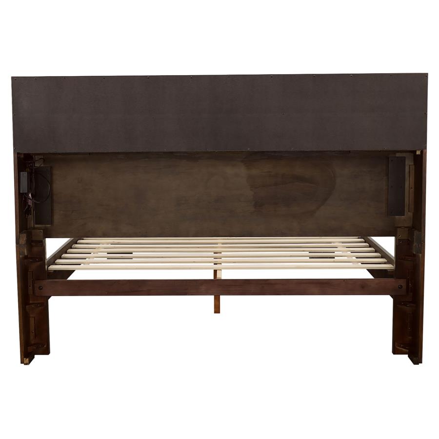 Jessica California King LED Storage Bookcase Bed Cappuccino - 200719KW