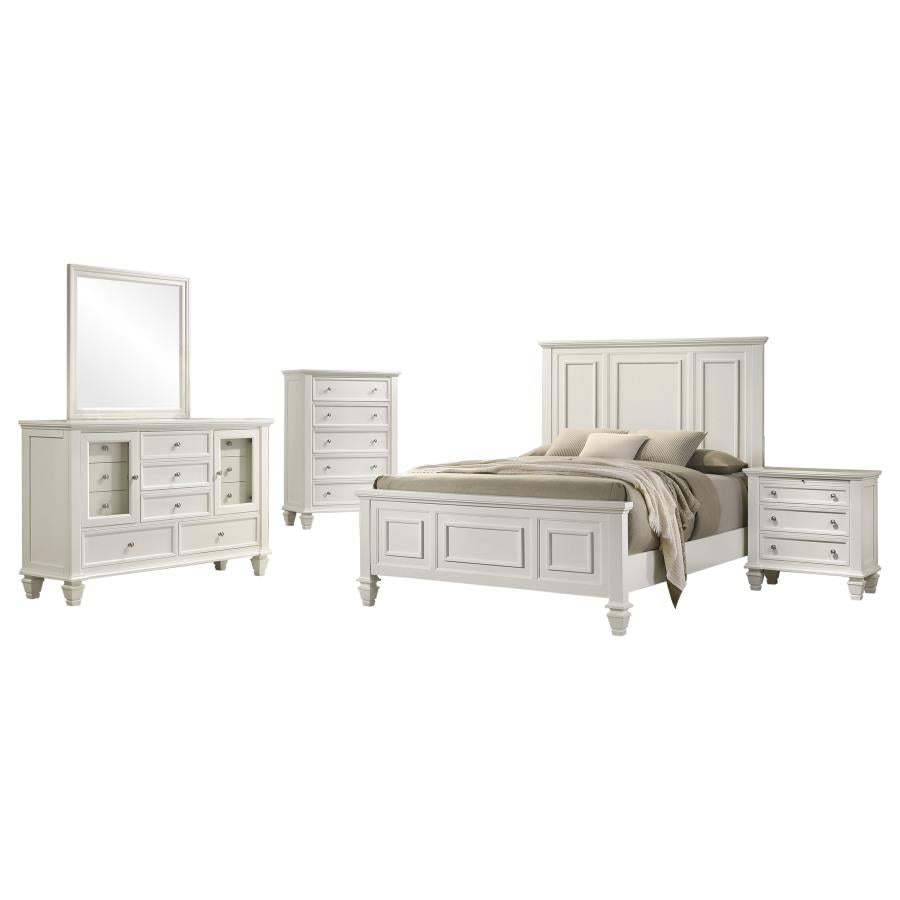 Sandy Beach 5-piece Queen Bedroom Set Cream White - 201301Q-S5