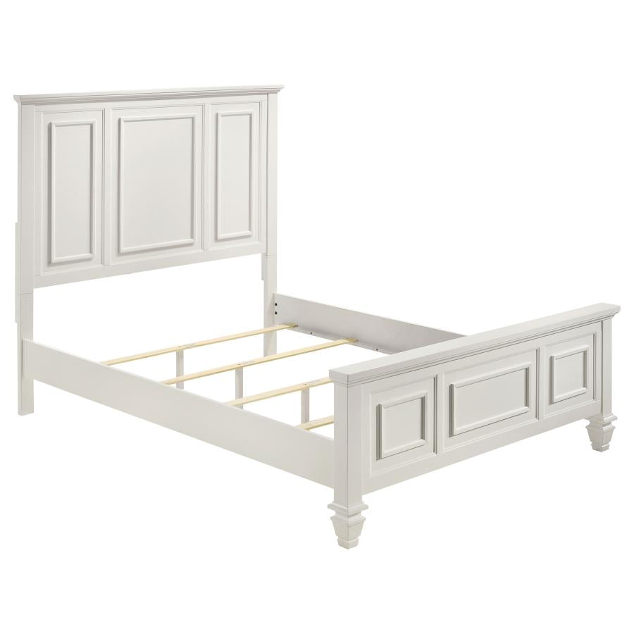 Sandy Beach Wood Queen Panel Bed Cream White - 201301Q