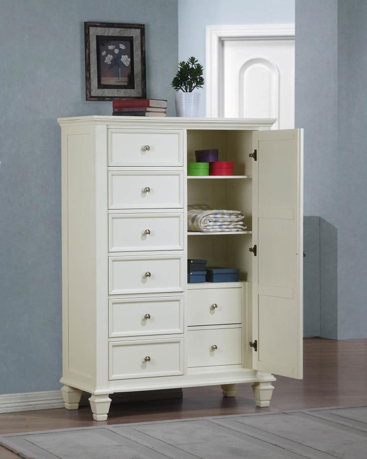 Sandy Beach 8-drawer Door Chest Cream White - 201308