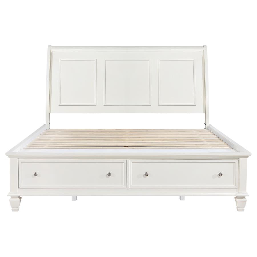Sandy Beach Wood Eastern King Storage Panel Bed Cream White - 201309KE