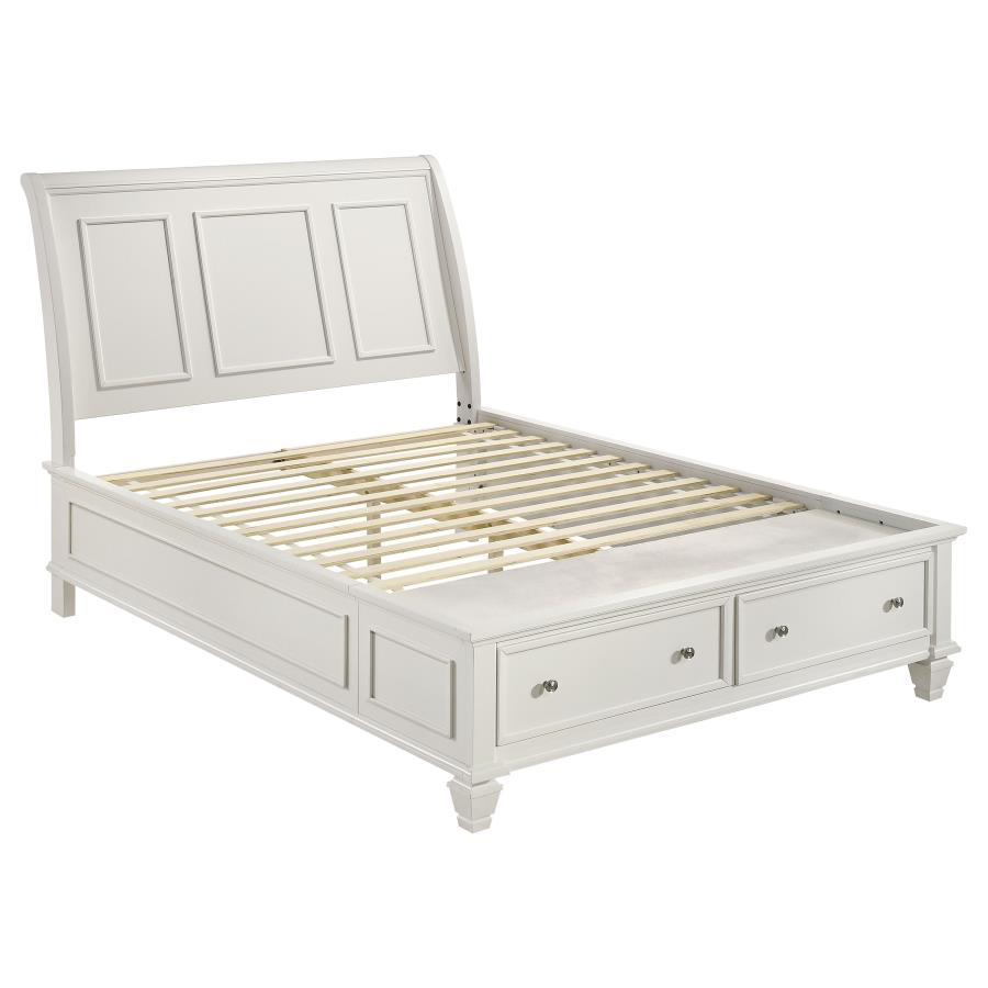 Sandy Beach Wood Queen Storage Panel Bed Cream White - 201309Q