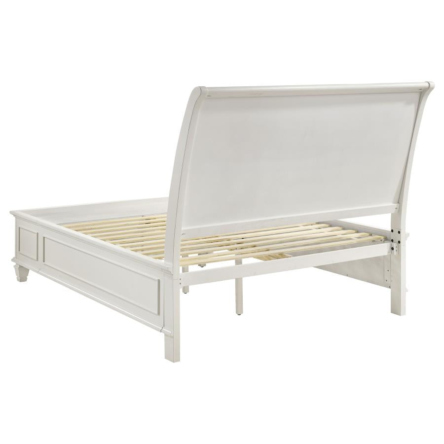 Sandy Beach Wood Queen Storage Panel Bed Cream White - 201309Q