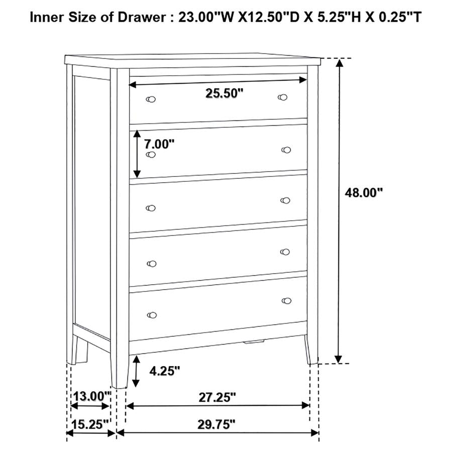 Carlton 5-drawer Bedroom Chest Cappuccino - 202095