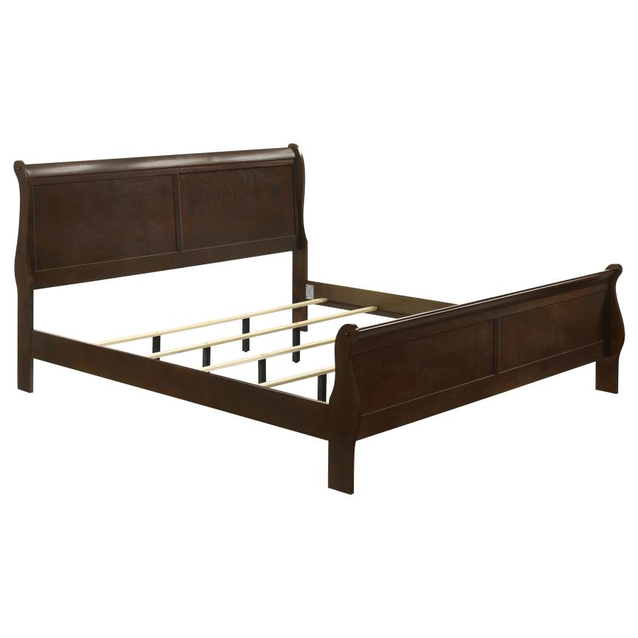 Louis Philippe Wood Eastern King Sleigh Bed Cappuccino - 202411KE