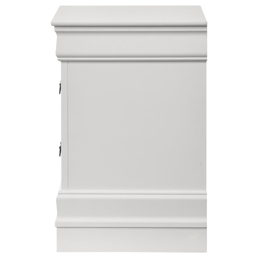 Louis Philippe 2-drawer Nightstand Bedside Table White - 202442